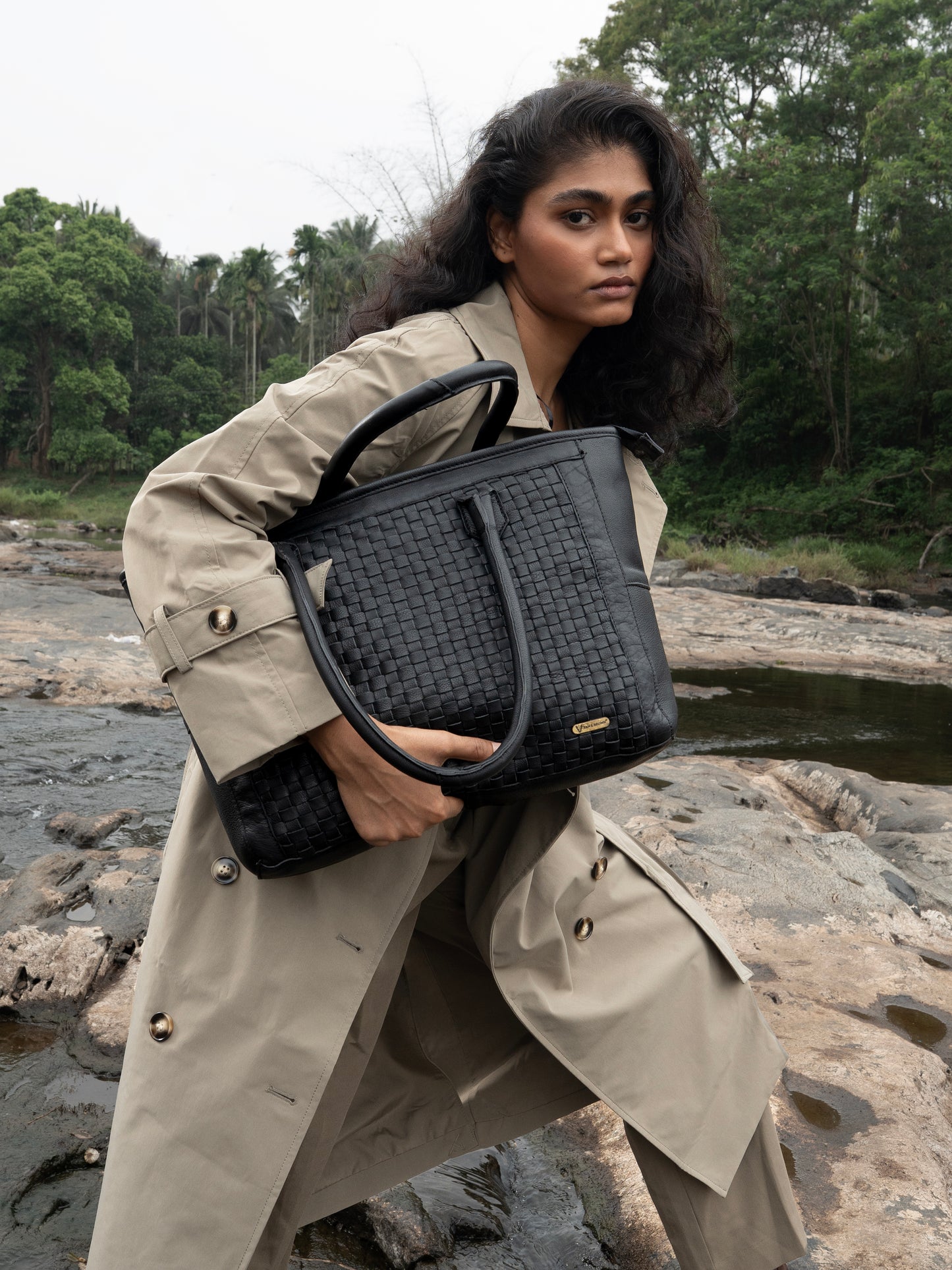 Leather tote bag