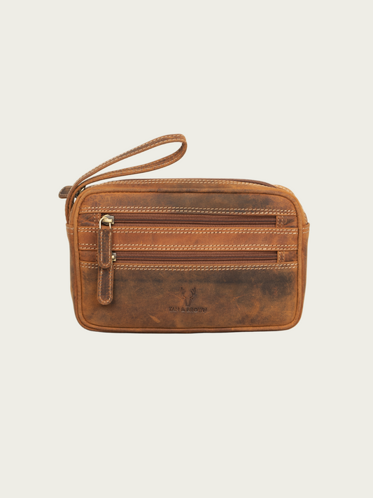 Leather travel pouch