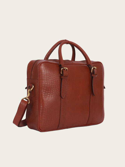 Elegant leather laptop bag with minimalist design