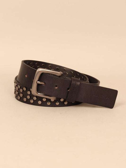 Studded leather men's belt