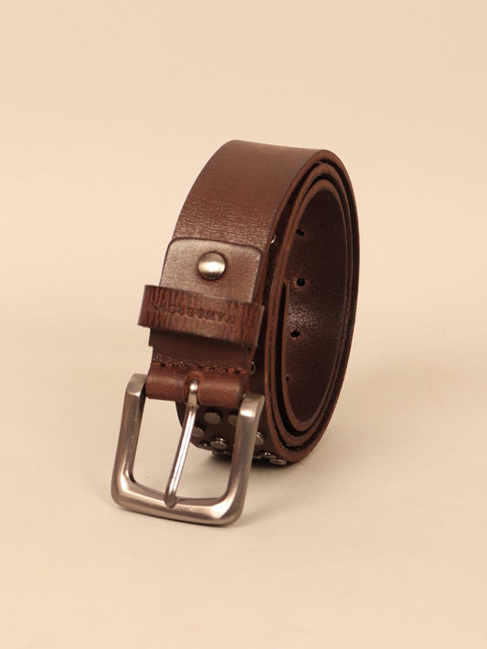 Studded leather men's belt