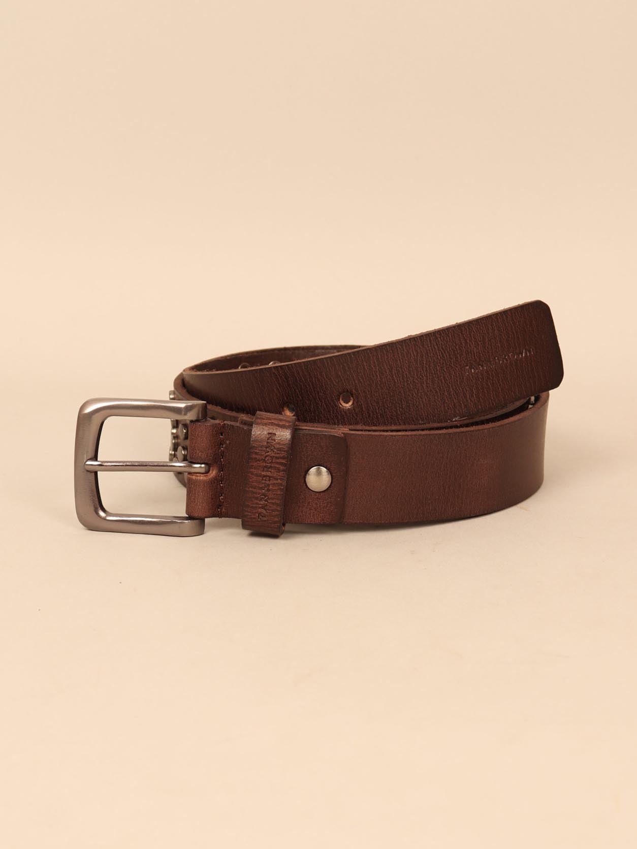 Studded leather men's belt