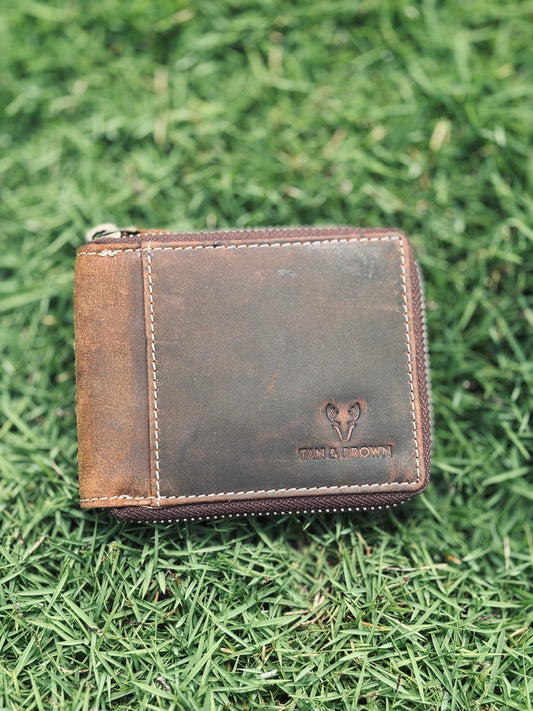 Leather zip wallet for men