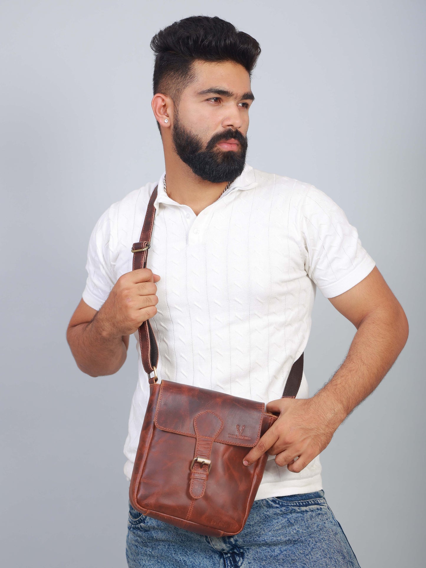 vintage leather sling bag