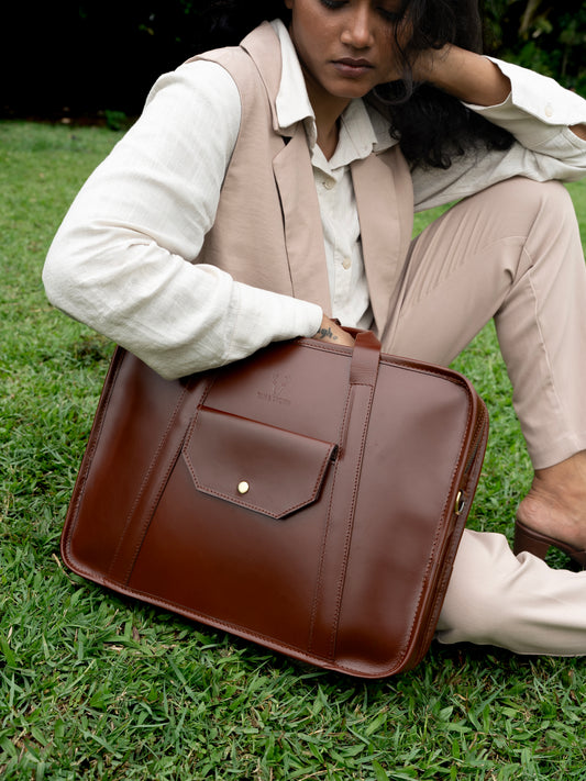 Unisex Leather Laptop Briefcase