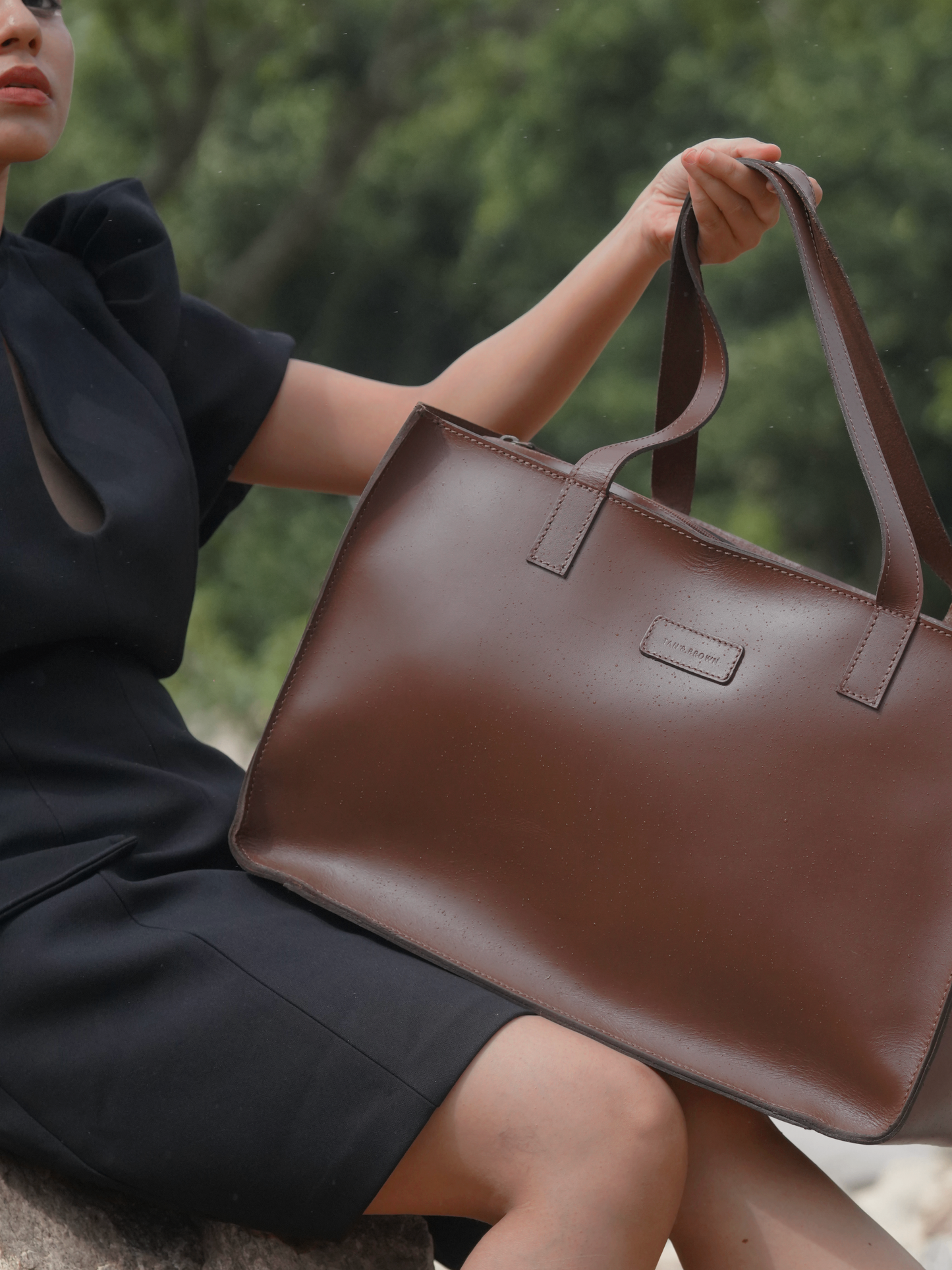 Leather shoppers bag