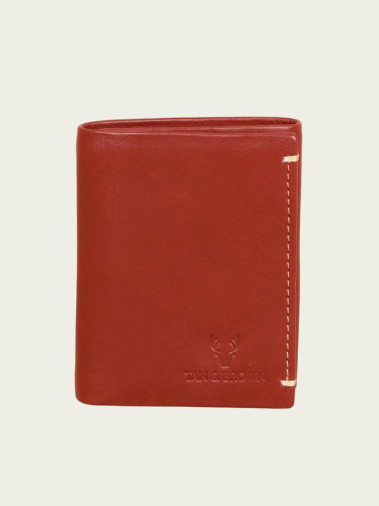 genuine leather tri fold men's wallet