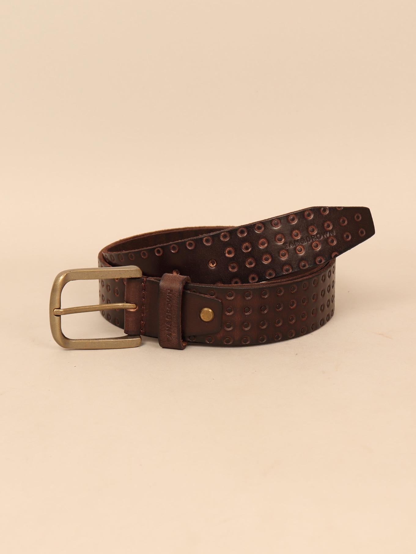vintage brown leather belt for men
