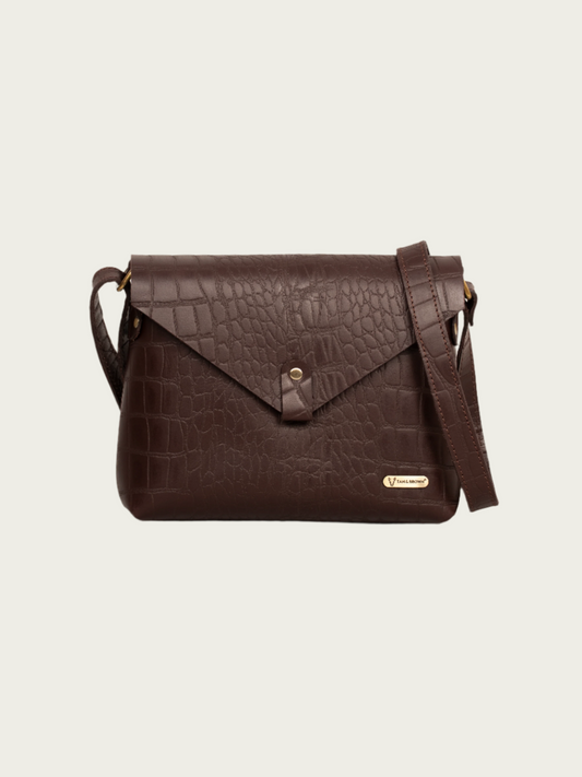 women's brown leather sling bag