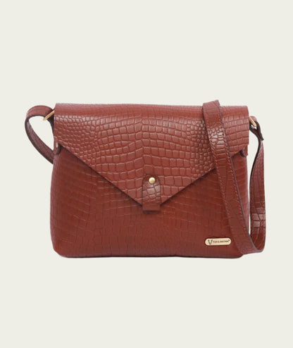 women's brown leather sling bag