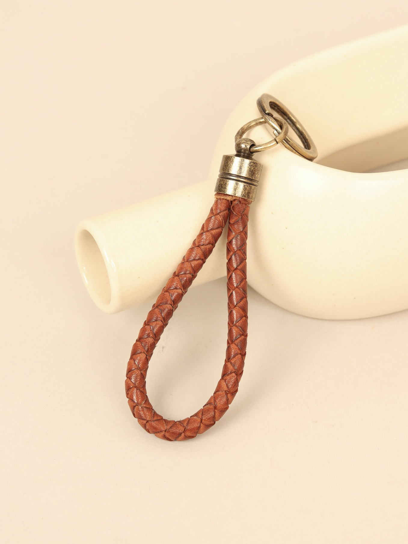 Braided Leather Keychain