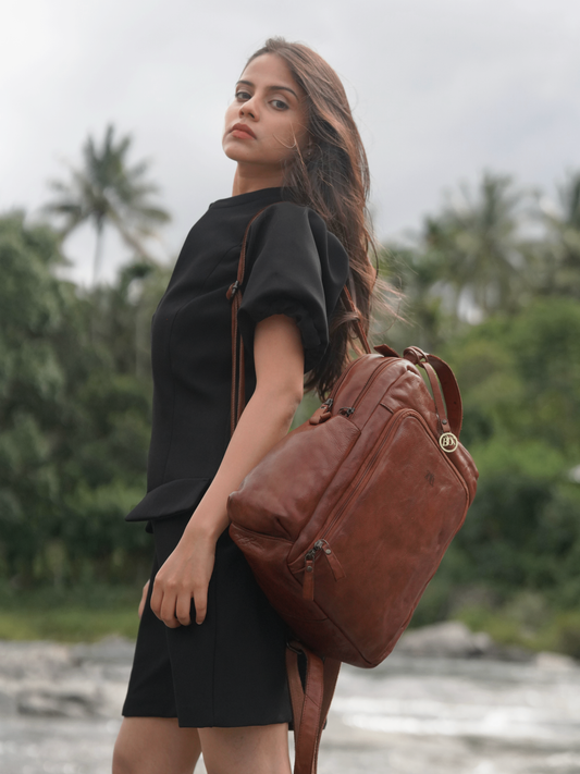 leather laptop backpack