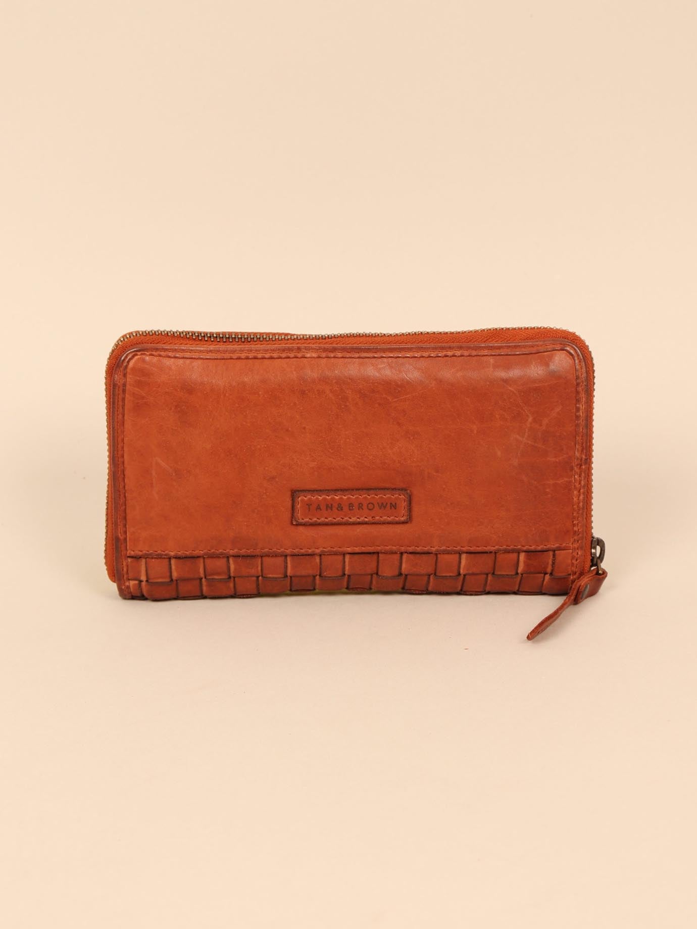Woven leather wallet for women