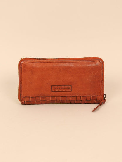 Woven leather wallet for women