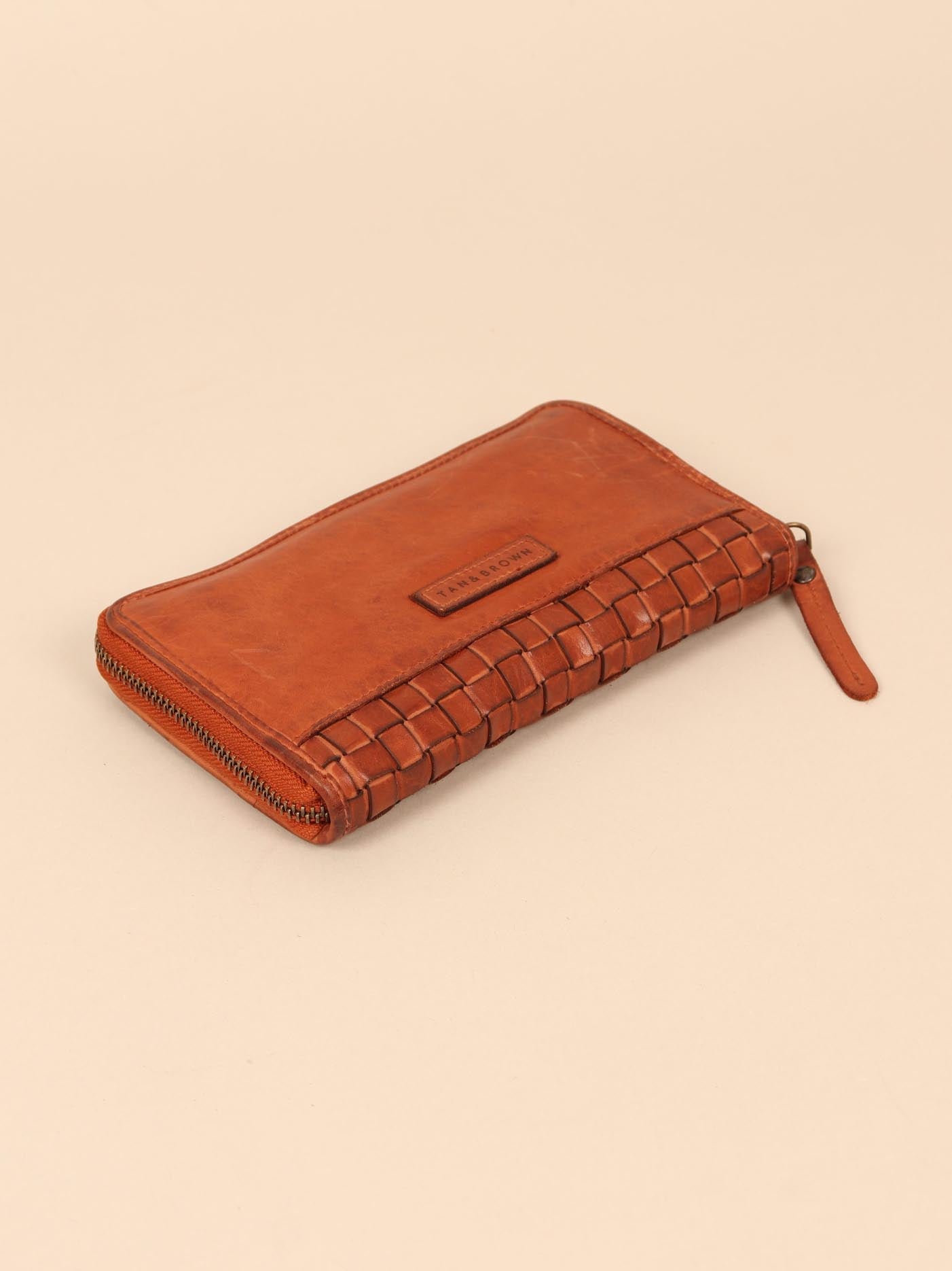 Woven leather wallet for women