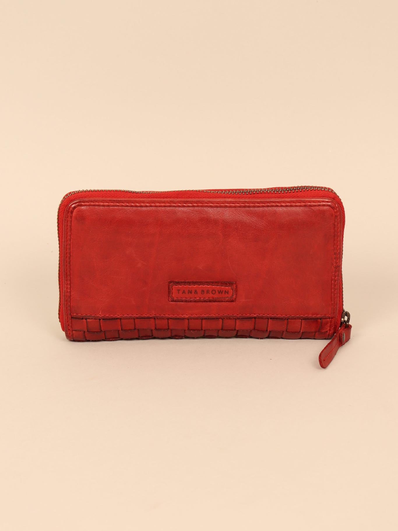 Woven leather wallet for women