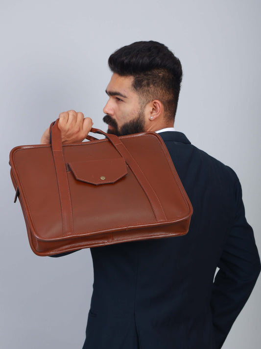 Unisex Leather Laptop Briefcase