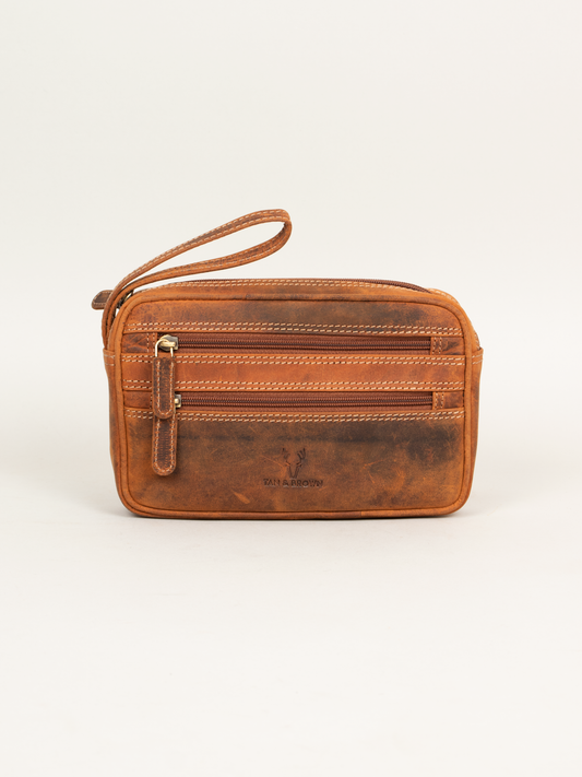 Leather travel pouch