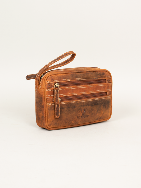 Leather travel pouch