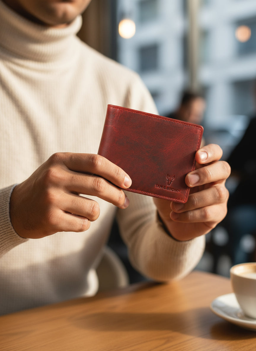 Oil pullup leather men's wallet