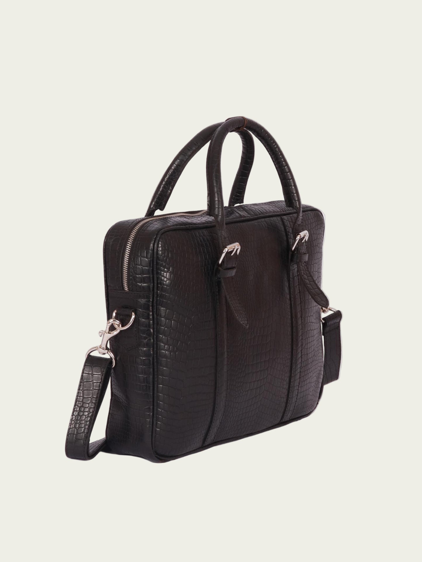 Elegant leather laptop bag with minimalist design