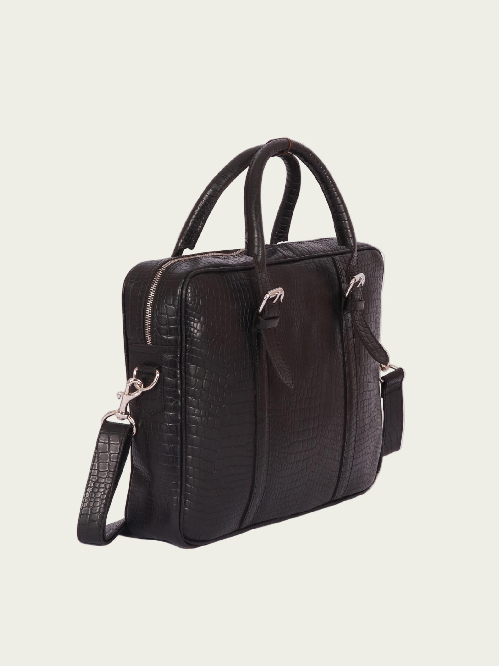 Elegant leather laptop bag with minimalist design