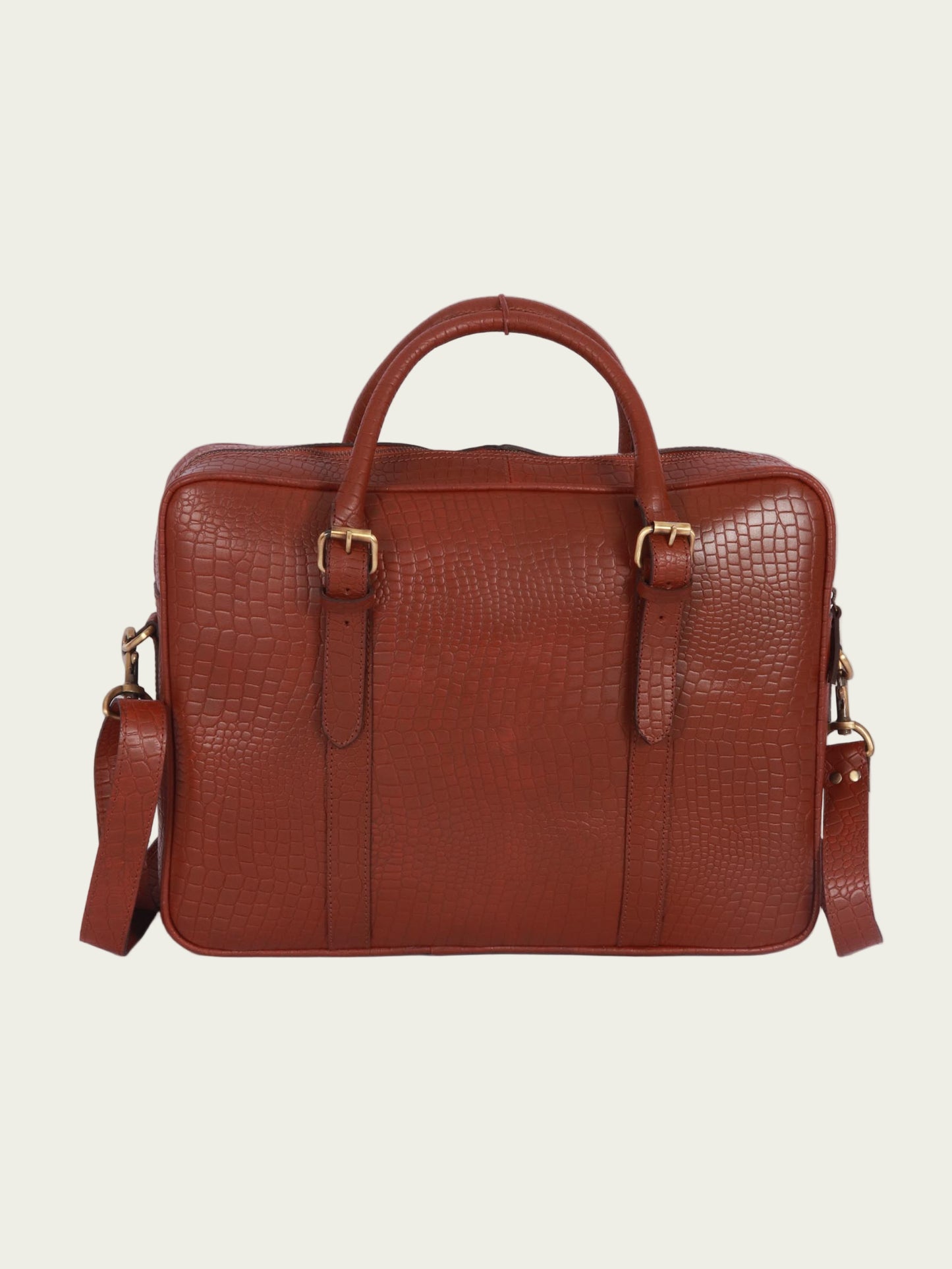 Elegant leather laptop bag with minimalist design