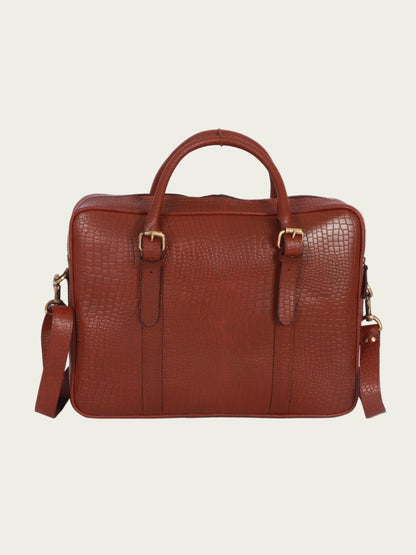Elegant leather laptop bag with minimalist design