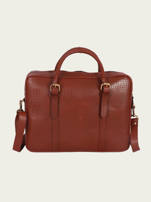 Elegant leather laptop bag with minimalist design