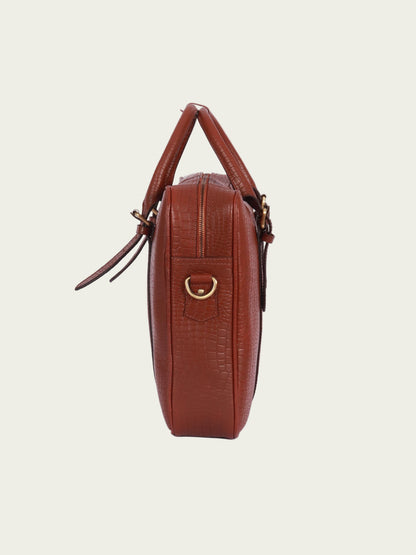 Elegant leather laptop bag with minimalist design