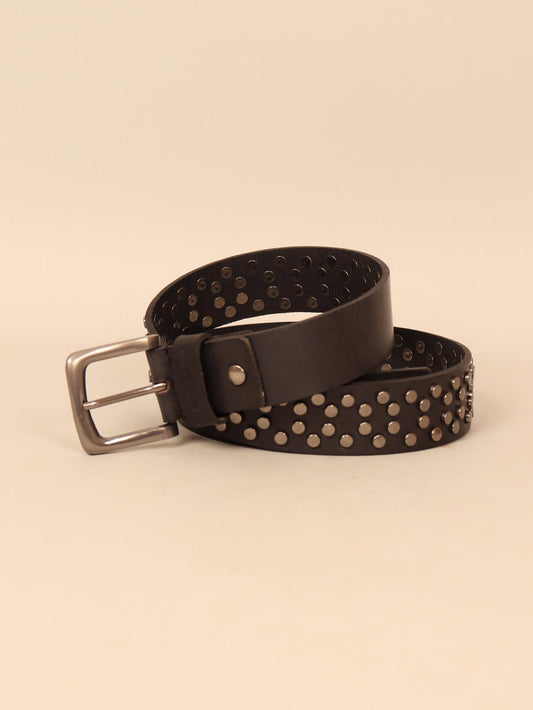 Studded leather men's belt