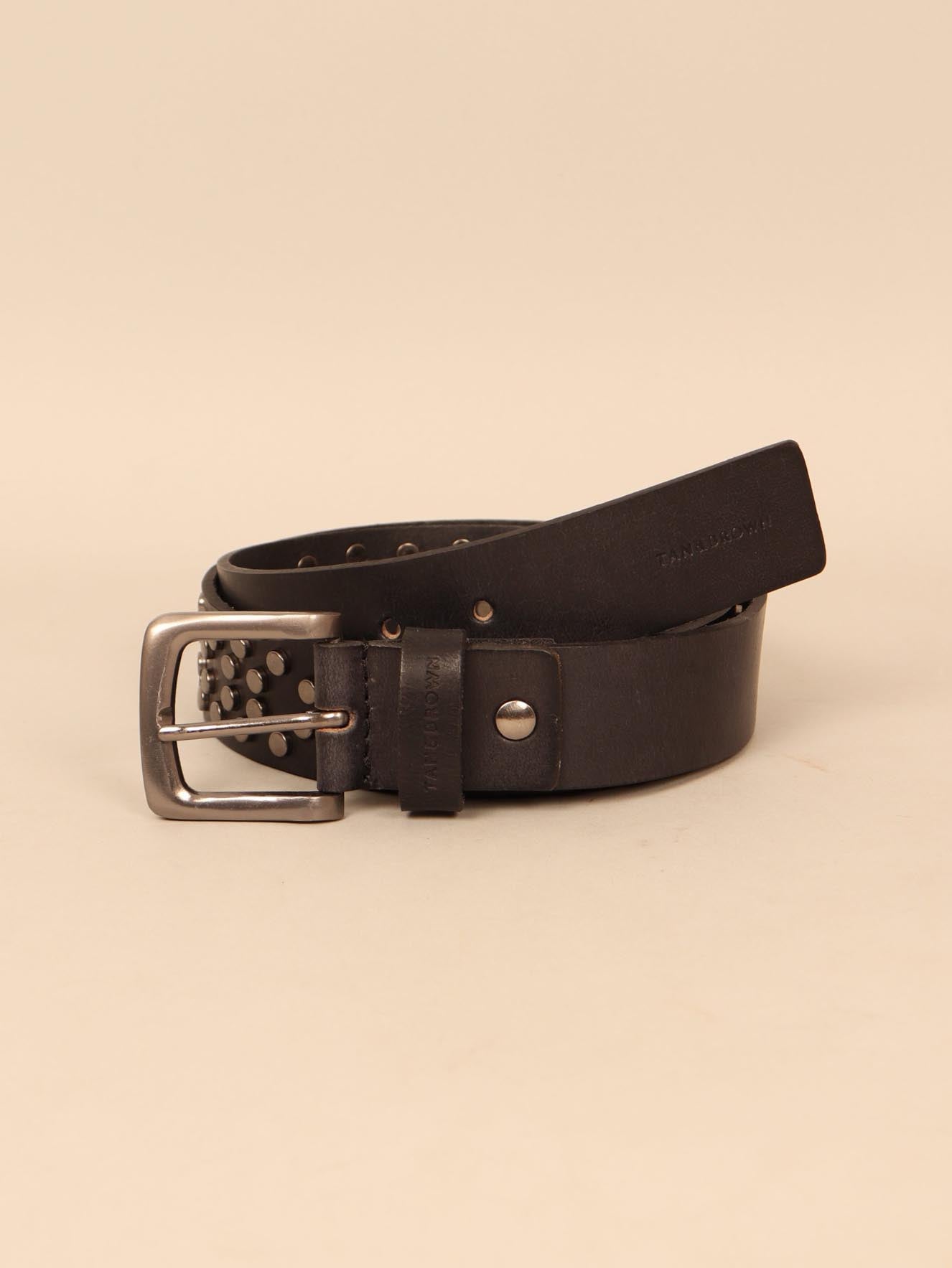 Studded leather men's belt
