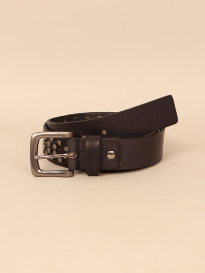 Studded leather men's belt