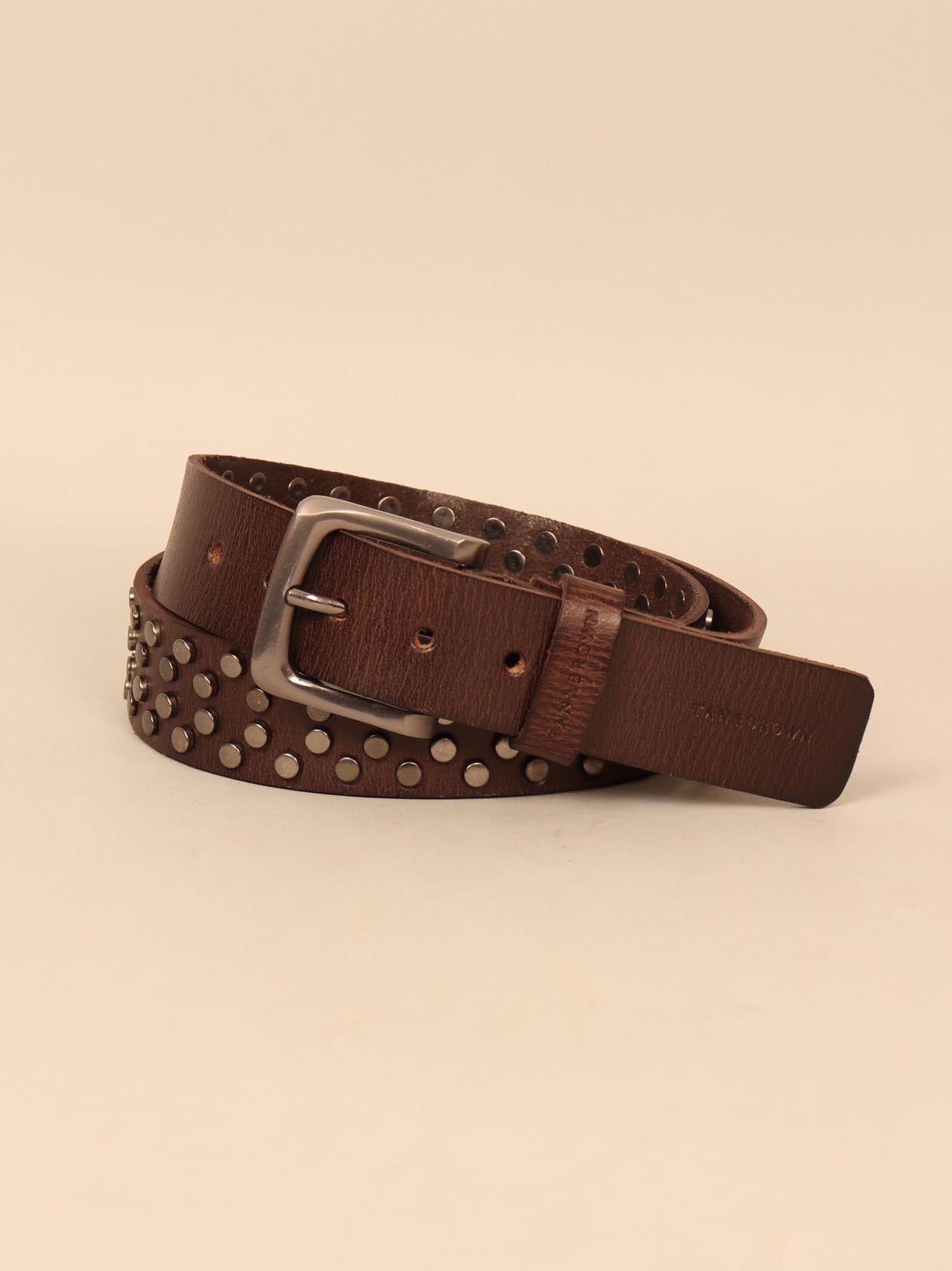 Studded leather men's belt