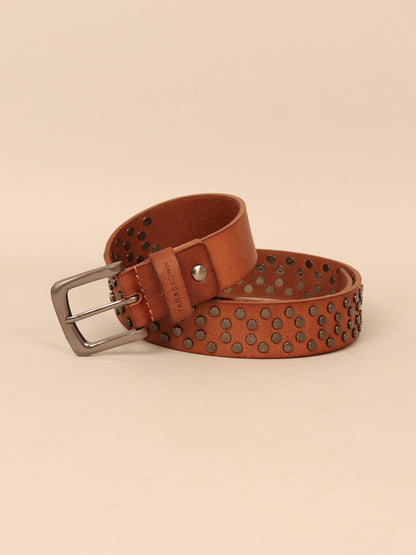 Studded leather men's belt