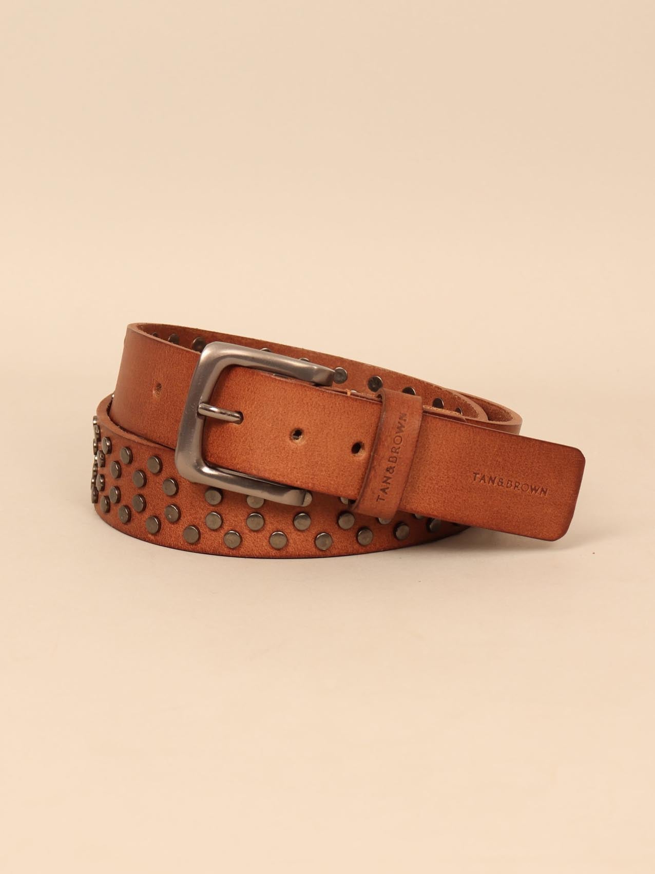 Studded leather men's belt