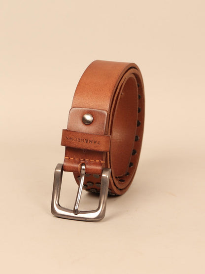 Studded leather men's belt