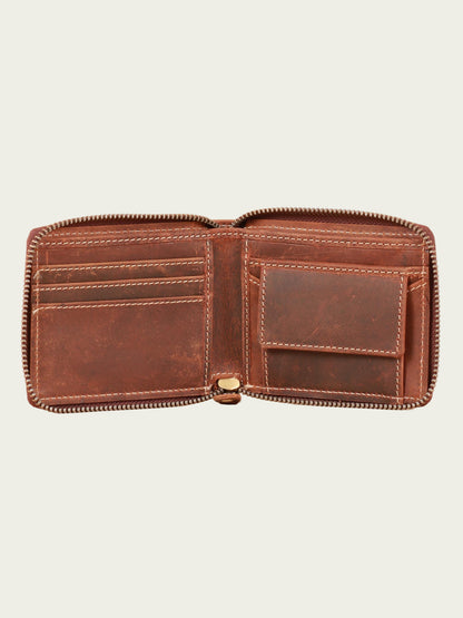 Leather zip wallet for men