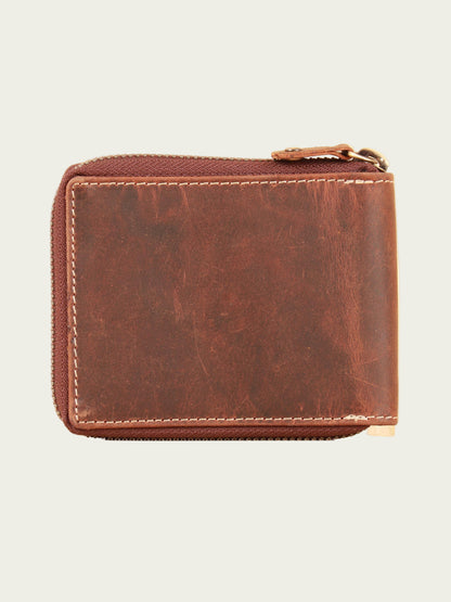 Leather zip wallet for men