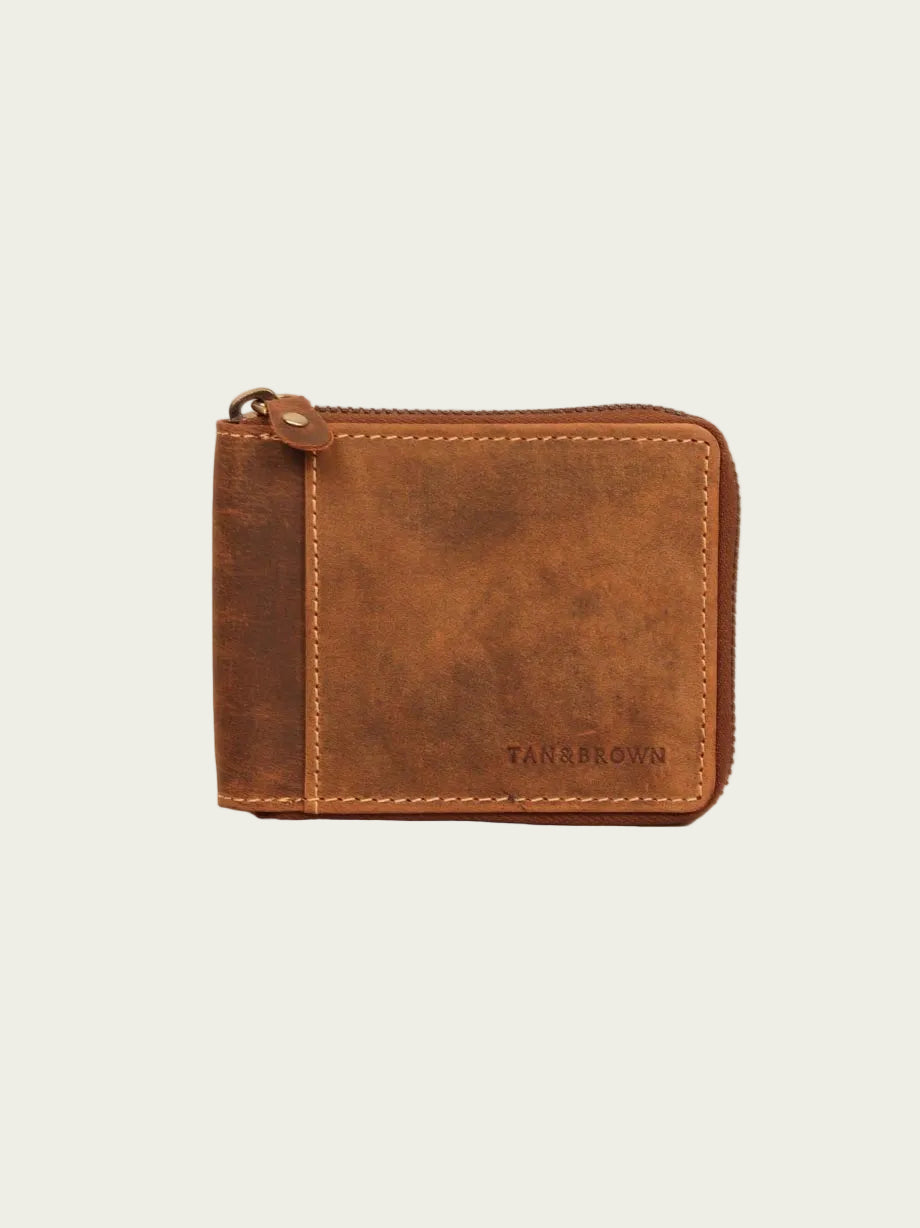 Leather zip wallet for men