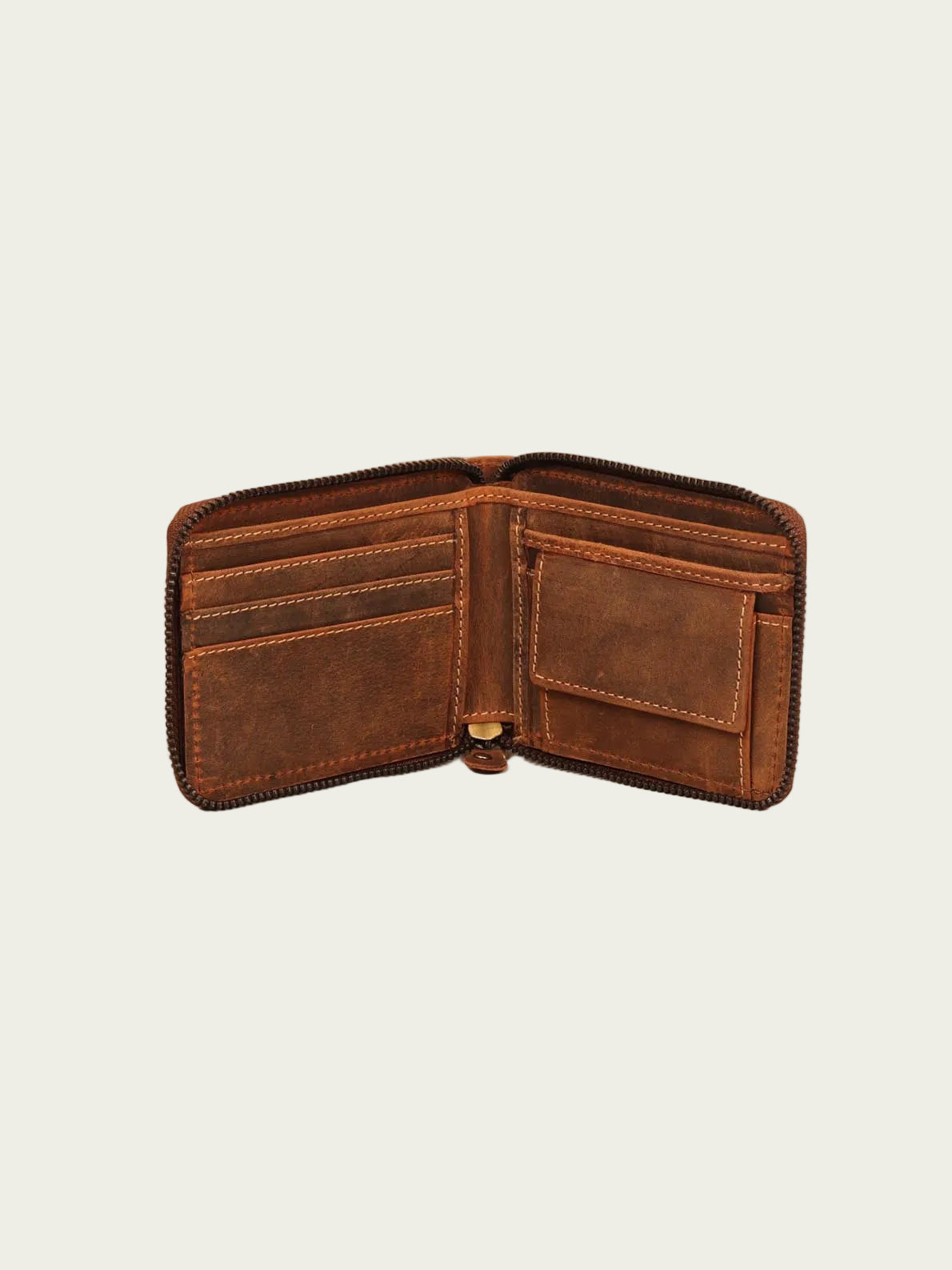 Leather zip wallet for men