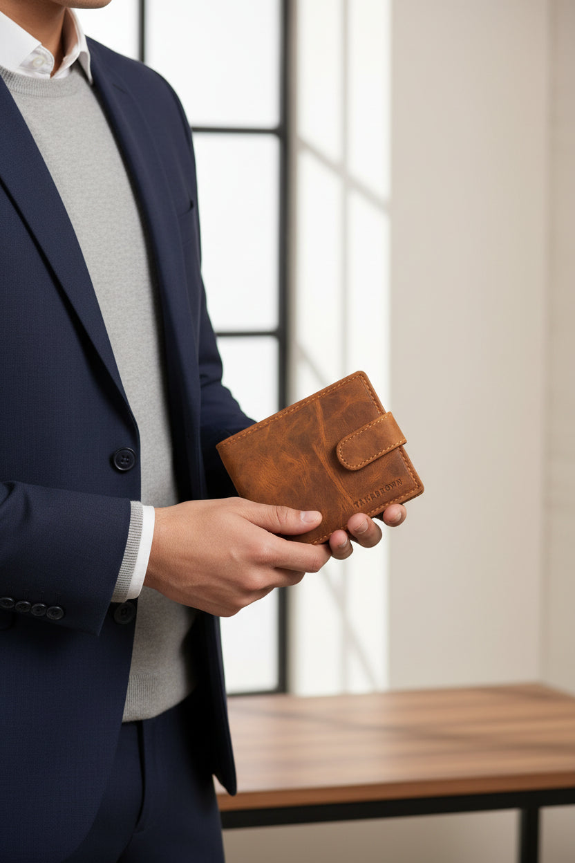 Leather Button Wallet