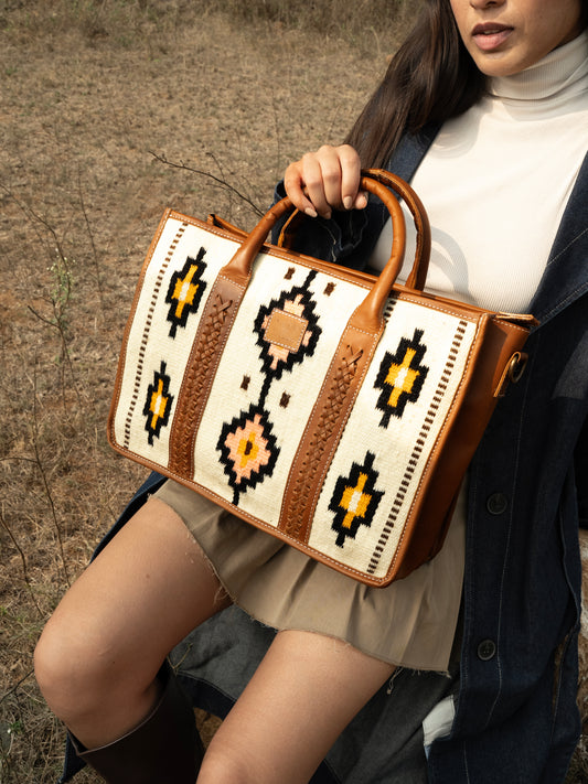 Leather tote bag